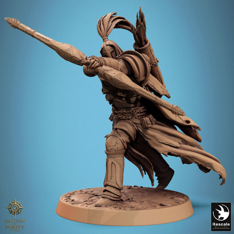 Human Paladin, Fighter Sharpshooter Helm, Bow PC / NPC, DnD 5e Unpainted Mini| 5 Sizes/Scales | Dungeons & Dragons gift - Only-Games