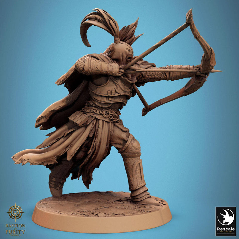 Human Paladin, Fighter Sharpshooter Helm, Bow PC / NPC, DnD 5e Unpainted Mini| 5 Sizes/Scales | Dungeons & Dragons gift - Only-Games