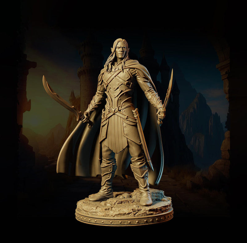 Famous Dark Elf Ranger with Twin Scimitars | 5 Sizes /Scales| D&D - Only-Games