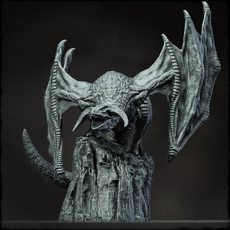 Wyvern on Peak (4 sizes) D&D Miniature | Young, Adult, Huge, Gargantuan | Resin Statue| Figurine - Only-Games