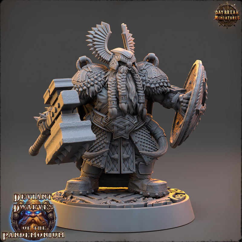 Dwarf Duergar Fighter Hammer and Shield | Unpainted D&D| 5 Sizes /Scale | Pathfinder - Only-Games