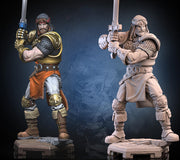 Human Fighter Paladin Ranger  PC NPC |Unpainted Miniature| 5 Sizes /Scales | Pathfinder Figure D&D - Only-Games