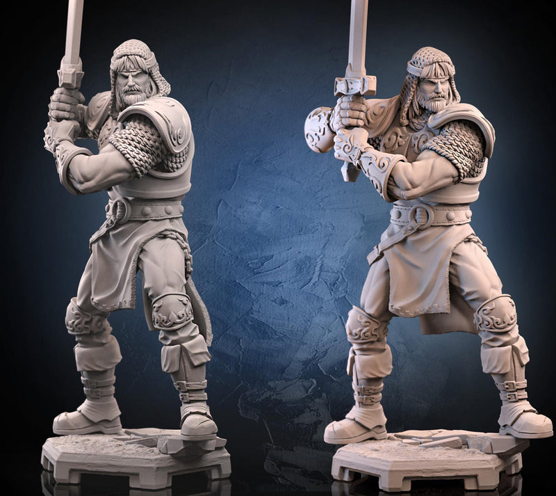 Human Fighter Paladin Ranger  PC NPC |Unpainted Miniature| 5 Sizes /Scales | Pathfinder Figure D&D - Only-Games