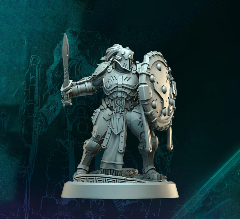 Sci-Fi Miniature Space Knight, Hellas Black Hoplites | 5 Sizes /Scales | Resin Mini - Only-Games