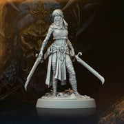 Female Rogue, Assassin, Fighter Unpainted Miniature | 5 Sizes/Scales| Pathfinder | D&D Mini - Only-Games