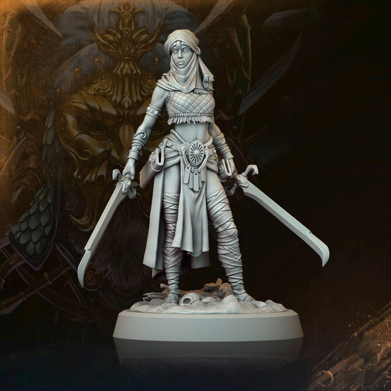 Female Rogue, Assassin, Fighter Unpainted Miniature | 5 Sizes/Scales| Pathfinder | D&D Mini - Only-Games