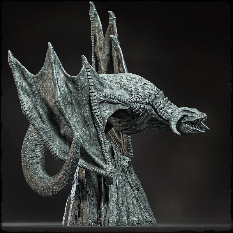 Wyvern on Peak (4 sizes) D&D Miniature | Young, Adult, Huge, Gargantuan | Resin Statue| Figurine - Only-Games