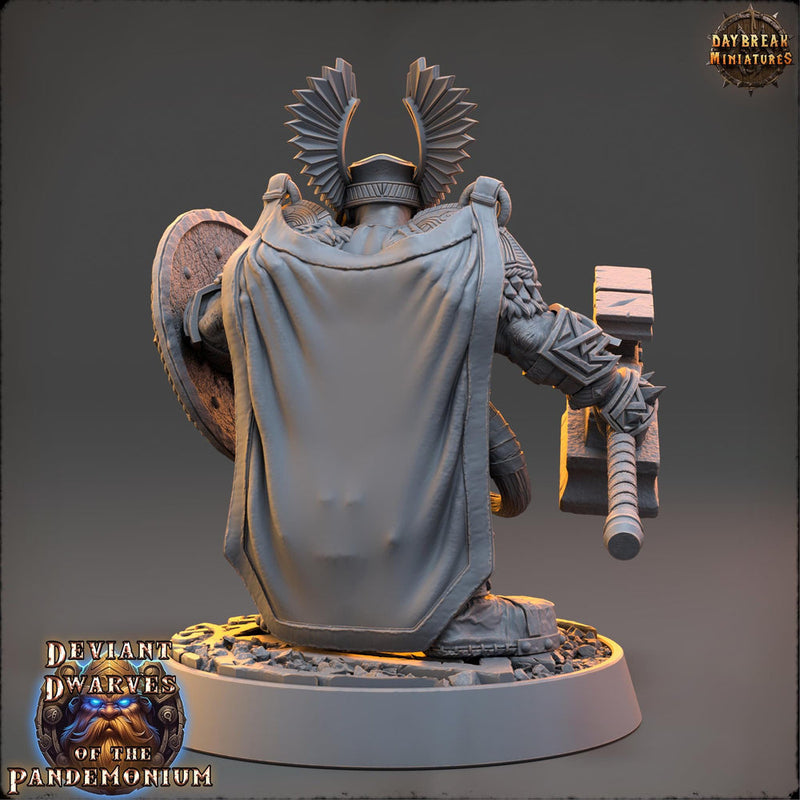 Dwarf Duergar Fighter Hammer and Shield | Unpainted D&D| 5 Sizes /Scale | Pathfinder - Only-Games
