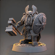 Dwarf Duergar Fighter Hammer and Shield | Unpainted D&D| 5 Sizes /Scale | Pathfinder - Only-Games