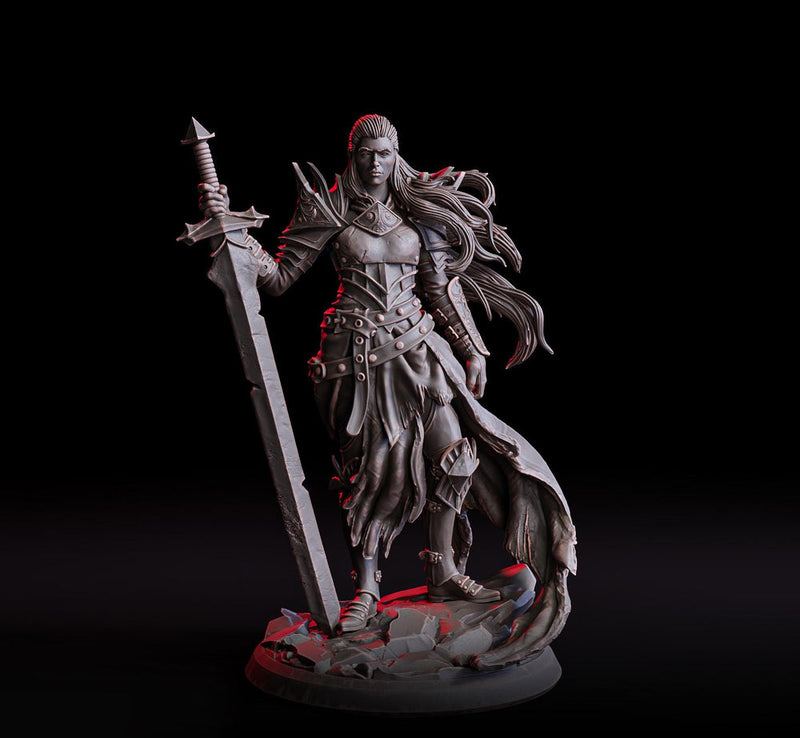 Female Human Paladin, Fighter PC NPC Unpainted Miniature | 5 Sizes /Scales | D&D 5e - Only-Games