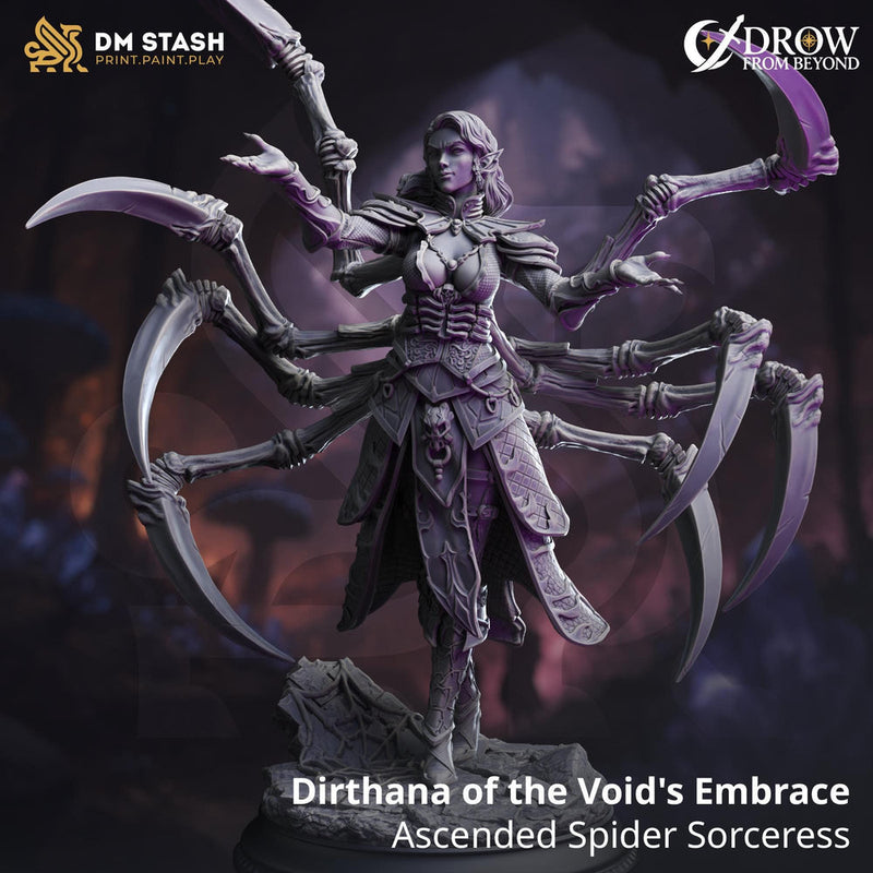 Dark Elf Female Cleric, Sorcerer, Wizard PC/ NPC Miniature | 5 Sizes /Scales - Only-Games