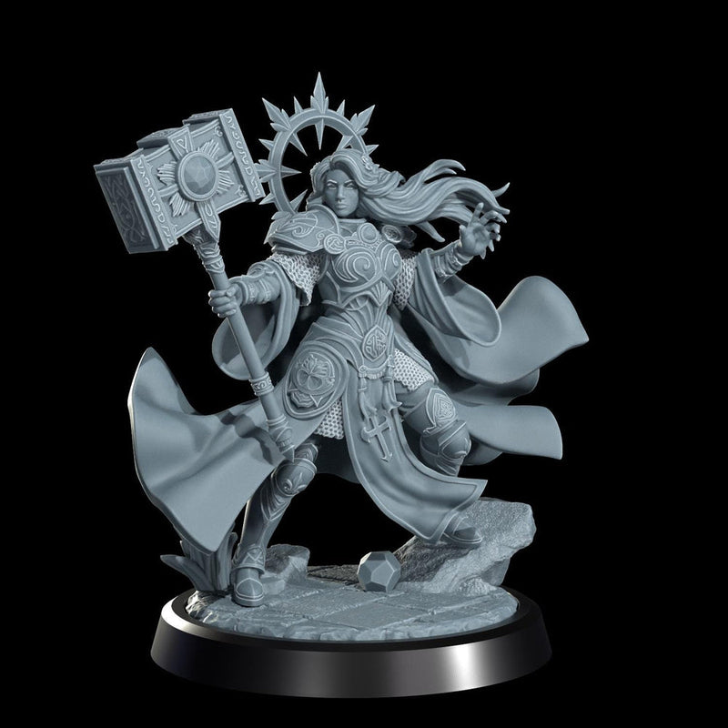 Female Cleric Light Domain, Paladin Miniature | 5 Sizes /Scales | Dungeons and Dragons Pathfinder - Only-Games