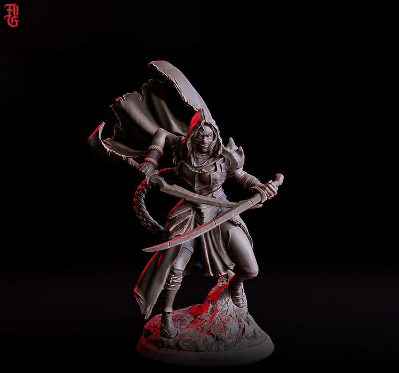 Human Female Rogue, Assassin, also No Mask PC / NPC DnD, Unpainted | 5 Sizes /Scales - Only-Games