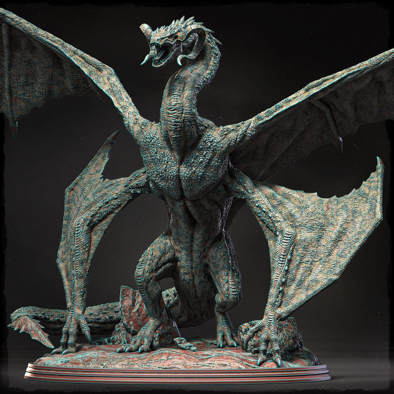 Copper Dragon (4 sizes) D&D Miniature | 145mm High, 285mm Wing Span | Resin Dragon Statue - Only-Games