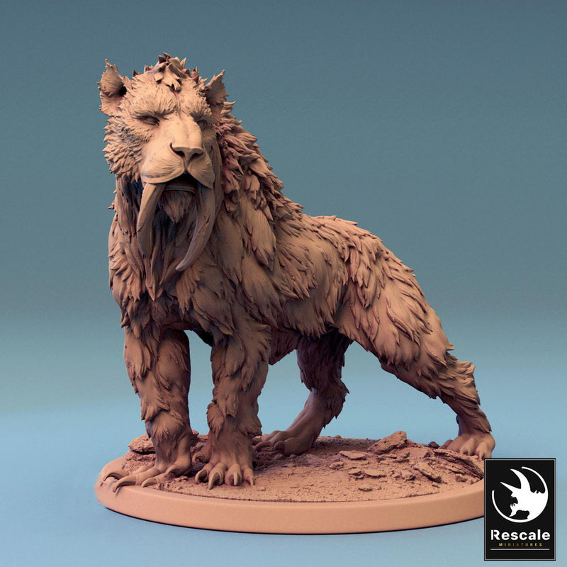 Sabertooth Tiger Unpainted Miniatures | D&D| 5 Sizes /Scale | Pathfinder | Rescale miniatures - Only-Games