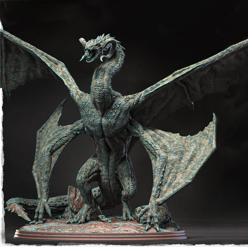 Copper Dragon (4 sizes) D&D Miniature | 145mm High, 285mm Wing Span | Resin Dragon Statue - Only-Games