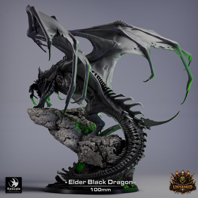 Black Dragon (4 sizes) D&D 5e Unpainted Resin Miniature | 270mm Wing Span, 180mm Height | Pathfinder | - Only-Games