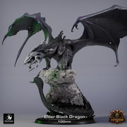 Black Dragon (4 sizes) D&D 5e Unpainted Resin Miniature | 270mm Wing Span, 180mm Height | Pathfinder | - Only-Games