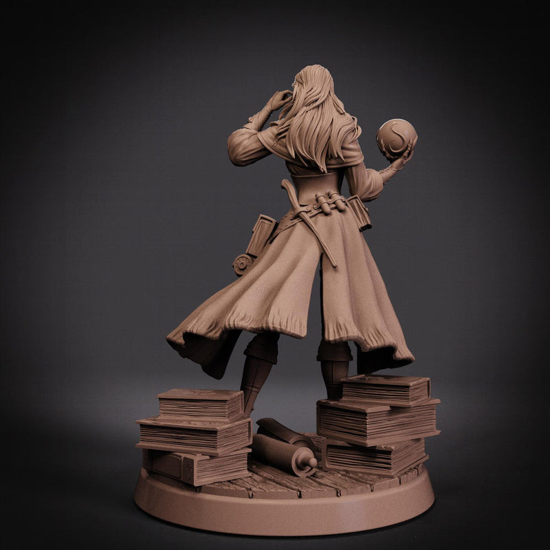Female Wizard Miniature | Diviner Mage with Orb | Resin 28mm 32mm 54mm 75mm 100mm - Only-Games