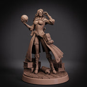 Female Wizard Miniature | Diviner Mage with Orb | Resin 28mm 32mm 54mm 75mm 100mm - Only-Games
