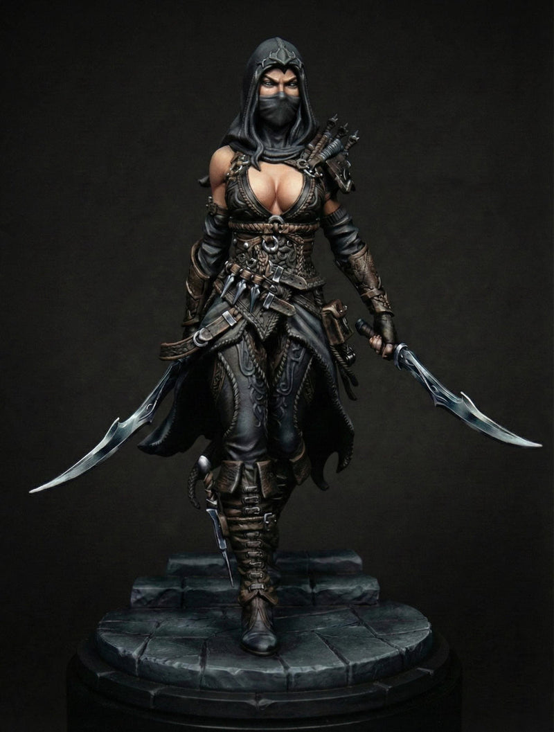Female Rogue with Daggers, PaintedOrNot Original Design Unpainted Mini | 5 Sizes /Scales - Only-Games