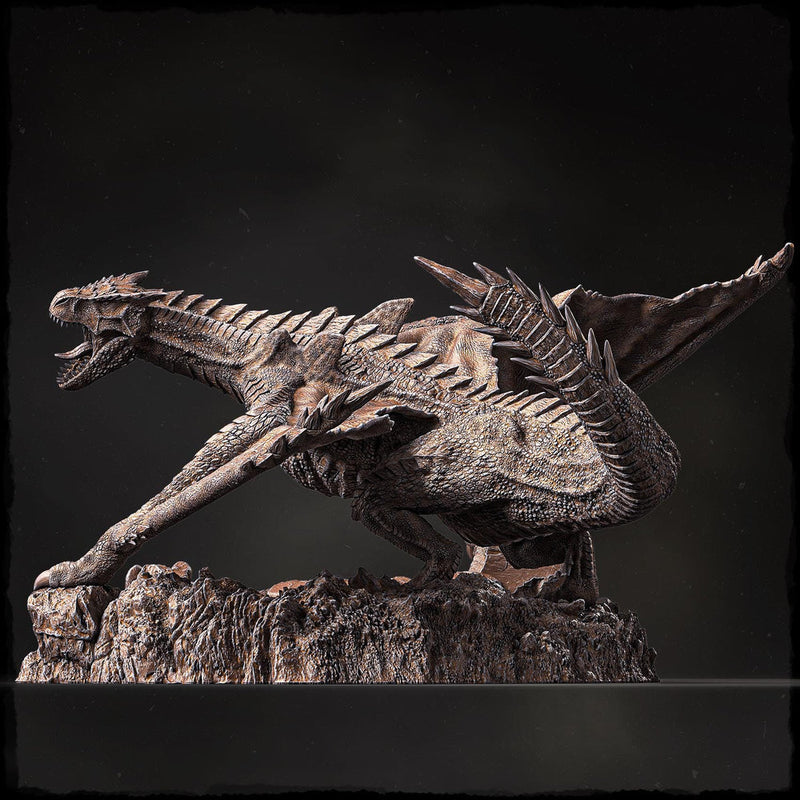 Elder Blue Dragon (4 sizes) D&D 5e Unpainted Miniature | 250mm Long on Cliff | Resin Dragon Statue - Only-Games