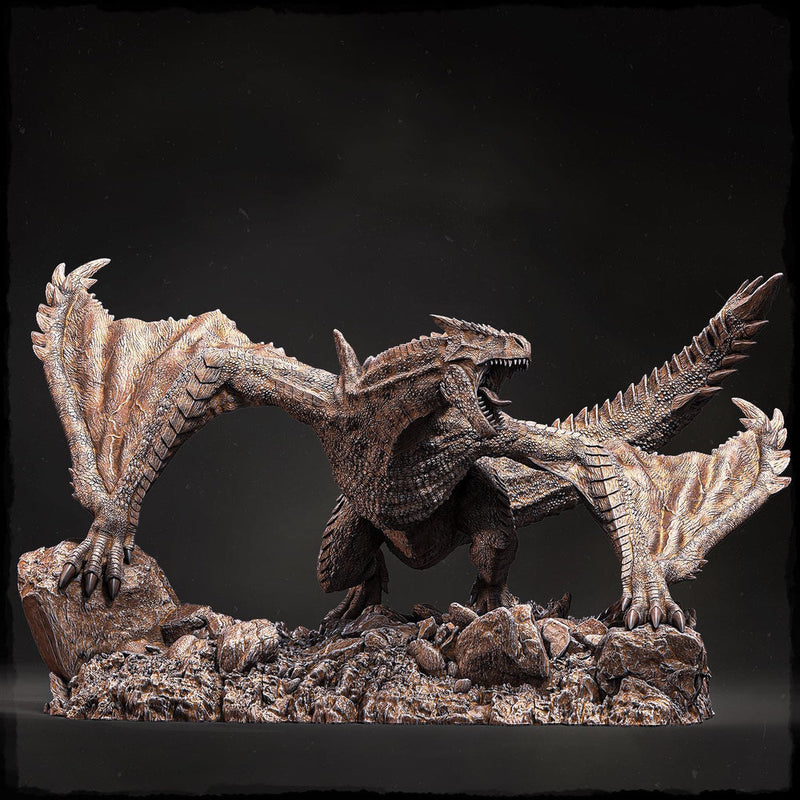 Elder Blue Dragon (4 sizes) D&D 5e Unpainted Miniature | 250mm Long on Cliff | Resin Dragon Statue - Only-Games