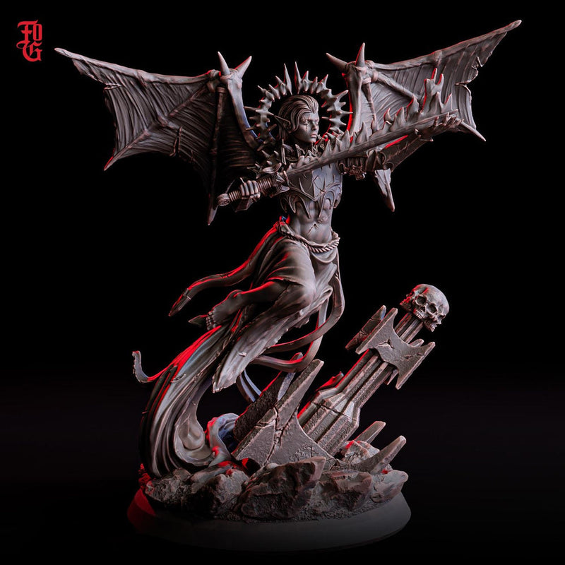Dark Celestial Winged Warrior | Unpainted Miniature| 5 Sizes/Scales | Tabletop RPG Mini - Only-Games