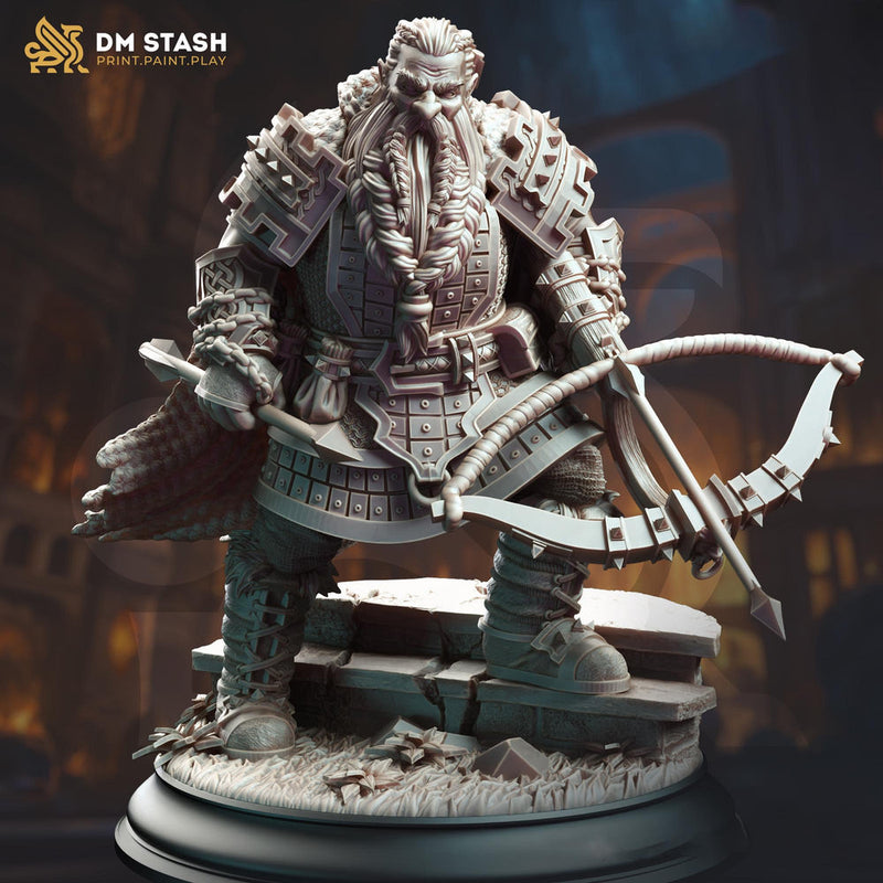 Dwarf Ranger Fighter Crossbow Expert Miniature Unpainted Resin D&D 5e Pathfinder 5 Scales Boss - Only-Games