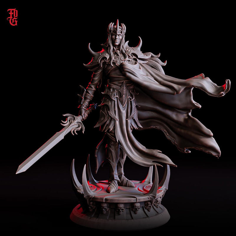 Fallen Paladin Shadow Knight Miniature Unpainted Resin D&D 5e Pathfinder 5 Scales Boss Hero - Only-Games