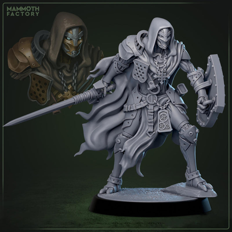 Forgeborn Templar Clockwork Knight Mechanical Paladin Fantasy Miniature for D&D Pathfinder - Only-Games
