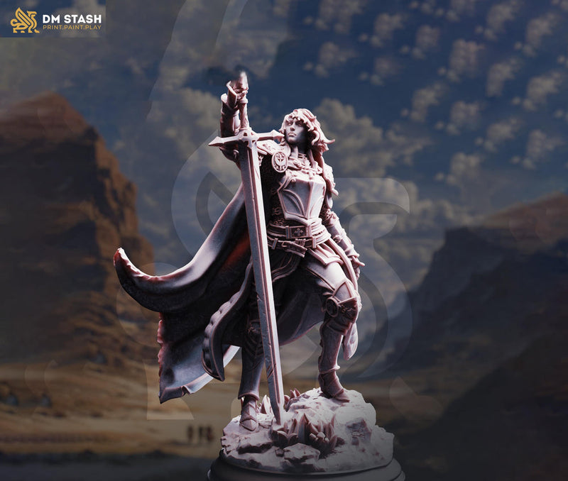 Female Paladin Oath of Devotion Ancients Vengeance Knight | 5 Scales | D&D Unpainted Miniature - Only-Games