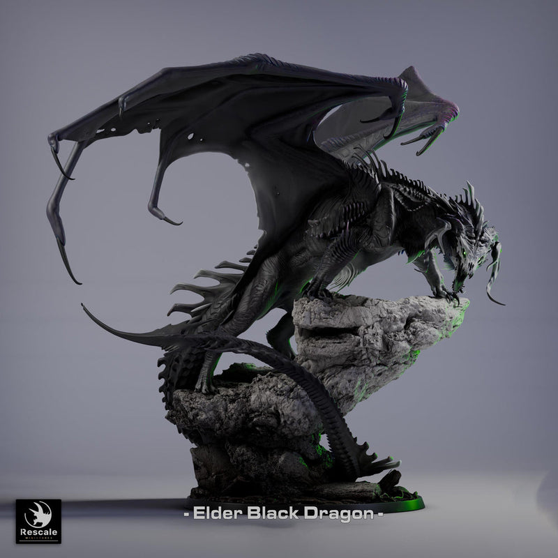 Black Dragon (4 sizes) D&D 5e Unpainted Resin Miniature | 270mm Wing Span, 180mm Height | Pathfinder | - Only-Games