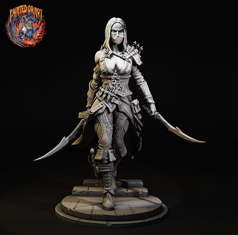 Masked Rogue Assassin Miniature – Stealth Thief Character | Zylah Original | DnD Pathfinder RPG | 28mm 32mm 54mm 75mm 100mm - Only-Games