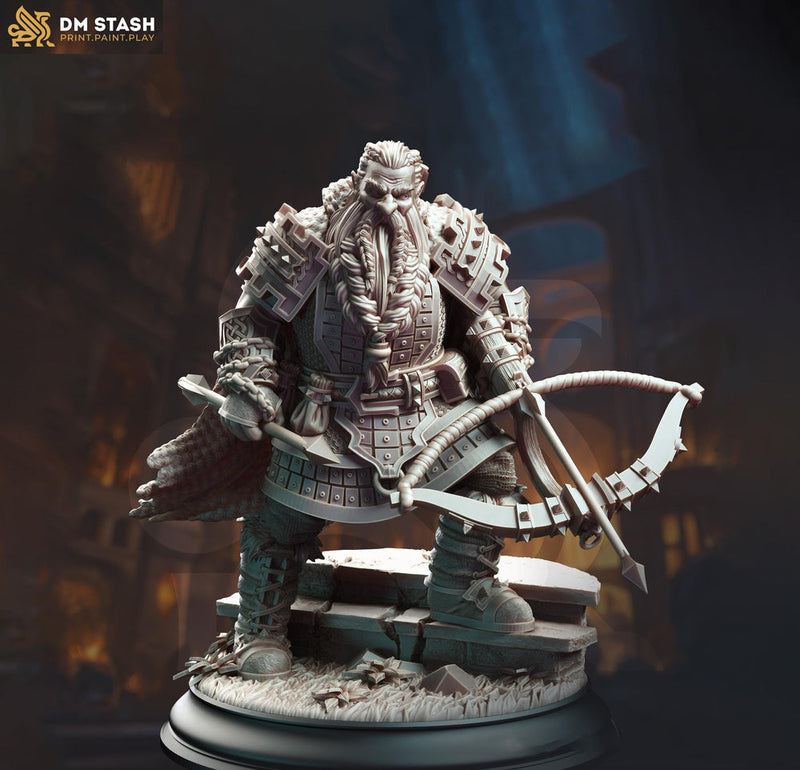 Dwarf Ranger Fighter Crossbow Expert Miniature Unpainted Resin D&D 5e Pathfinder 5 Scales Boss - Only-Games