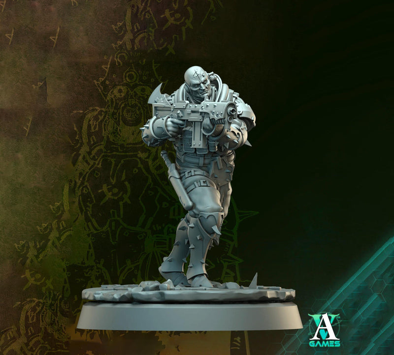 Grimdark Sci-Fi Soldier Hell Platoon Miniature, OPR Proxy, 3D Printed Tabletop Wargaming Mini - Only-Games