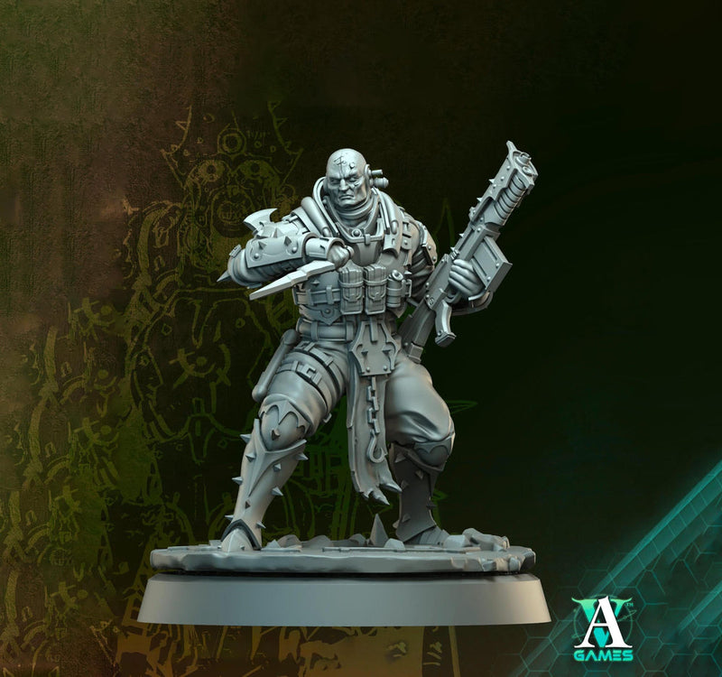 Grimdark Sci-Fi Soldier Hell Platoon Miniature, OPR Proxy, 3D Printed Tabletop Wargaming Mini - Only-Games