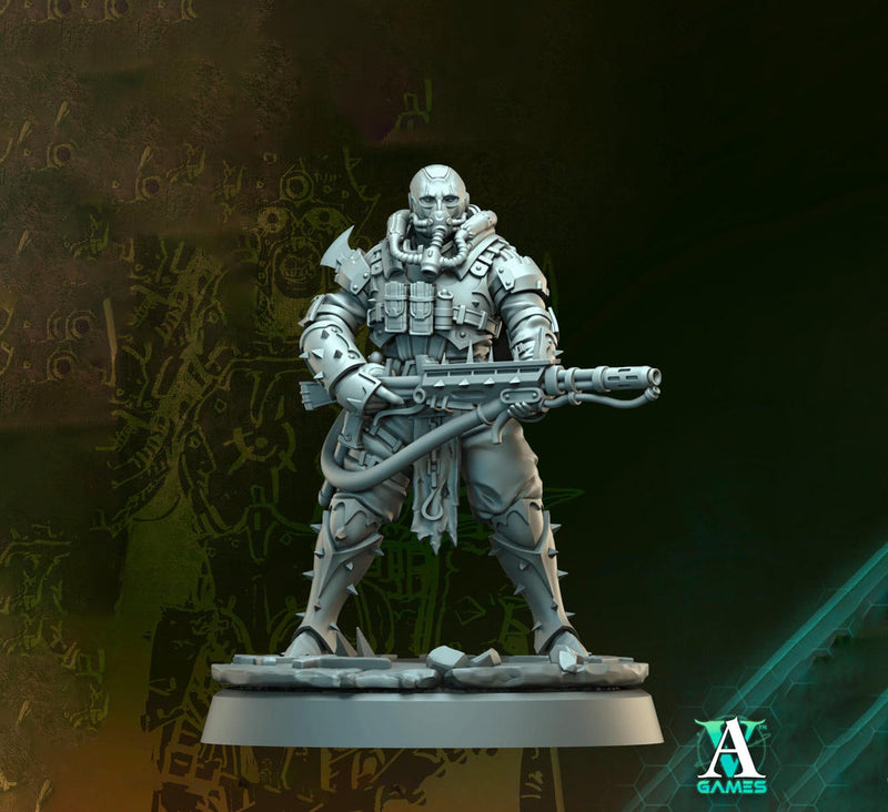 Grimdark Sci-Fi Soldier Hell Platoon Miniature, OPR Proxy, 3D Printed Tabletop Wargaming Mini - Only-Games