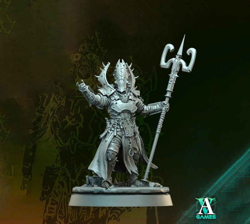Grimdark Sci-Fi Hell Platoon Priest Miniature, OPR Proxy, 3D Printed Tabletop Wargaming Mini - Only-Games