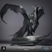 Ancient Silver Dragon Wyrm Miniature 4 Sizes Metallic DnD 5e Pathfinder Resin Unpainted - Only-Games