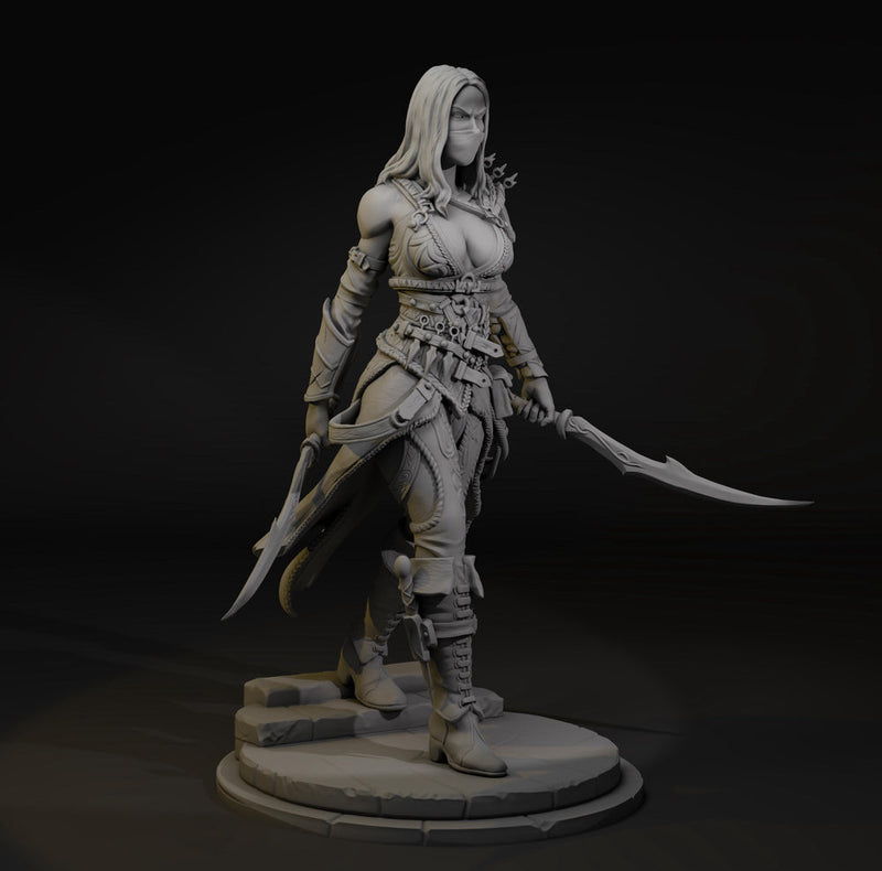 Masked Rogue Assassin Miniature – Stealth Thief Character | Zylah Original | DnD Pathfinder RPG | 28mm 32mm 54mm 75mm 100mm - Only-Games
