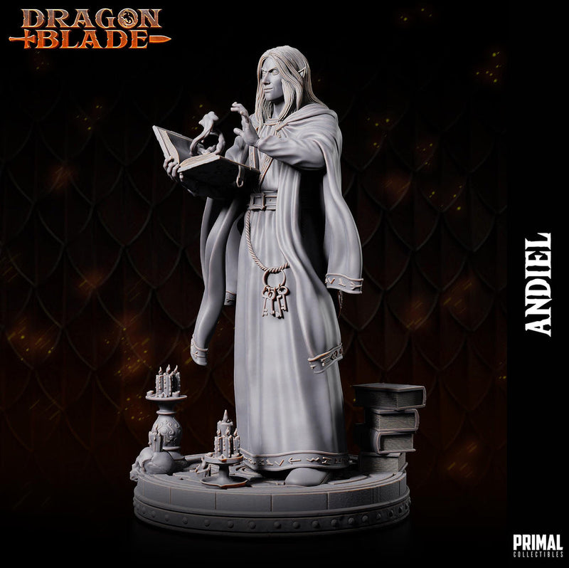 Elf Wizard Miniature UNPAINTED Resin Spellcaster Mage DnD 5e Pathfinder RPG Figurine - Only-Games