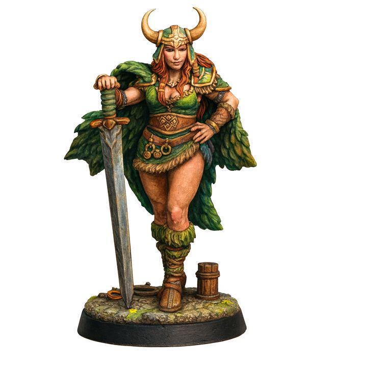 Female Viking Warrior UNPAINTED Miniature DnD 5e Barbarian Fighter Resin Figure - Only-Games
