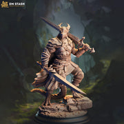 Dragonborn Barbarian UNPAINTED Miniature DnD 5e Pathfinder Player Character Resin Figure - Only-Games