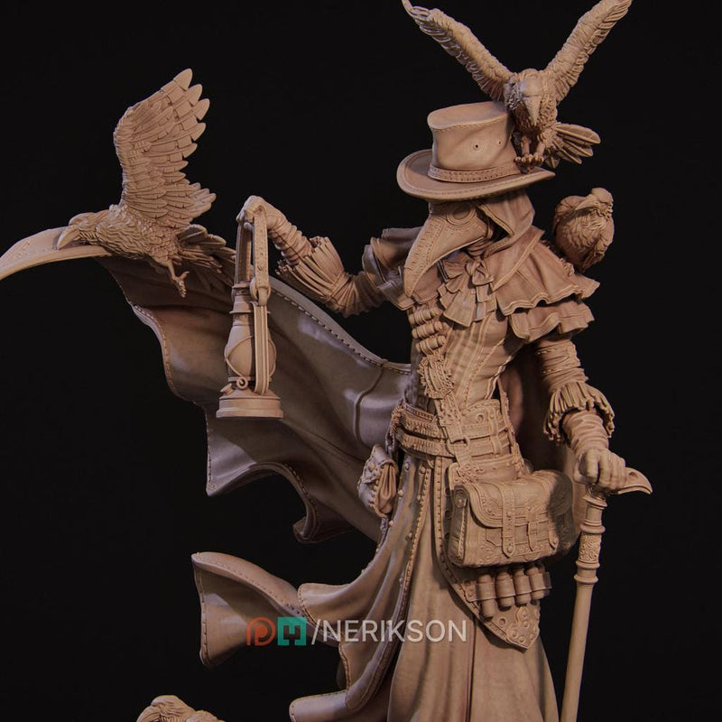 Plague Doctor Miniature – Dark Alchemist Villain with Lantern | DnD NPC Boss | Resin Tabletop RPG - Only-Games