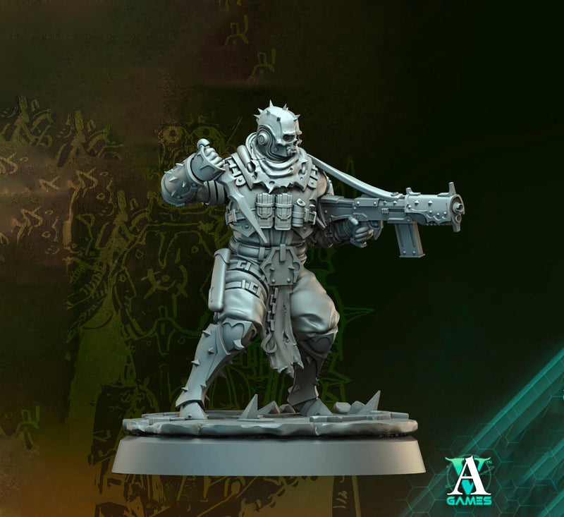 Grimdark Sci-Fi Soldier Hell Platoon Miniature, OPR Proxy, 3D Printed Tabletop Wargaming Mini - Only-Games