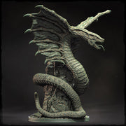 Ancient Serpentine Dragon Miniature | Huge Gargantuan DnD Pathfinder Boss Monster Resin Statue - Only-Games