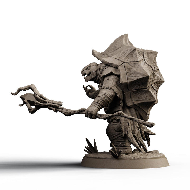 Turtlefolk Druid Miniature | Ravel Sylcarax | Resin RPG Figure - Only-Games
