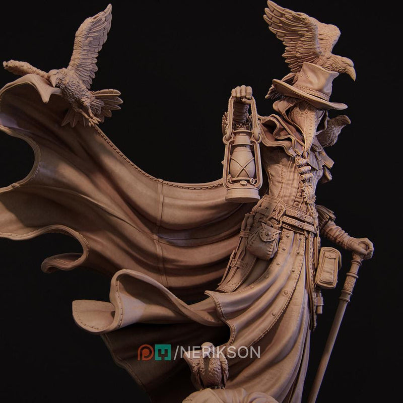 Plague Doctor Miniature – Dark Alchemist Villain with Lantern | DnD NPC Boss | Resin Tabletop RPG - Only-Games