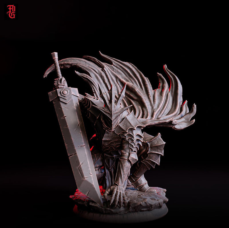 Dark Greatsword Knight Miniature | Two Hand Sword Warrior | Resin 28mm 32mm 54mm 75mm 100mm - Only-Games